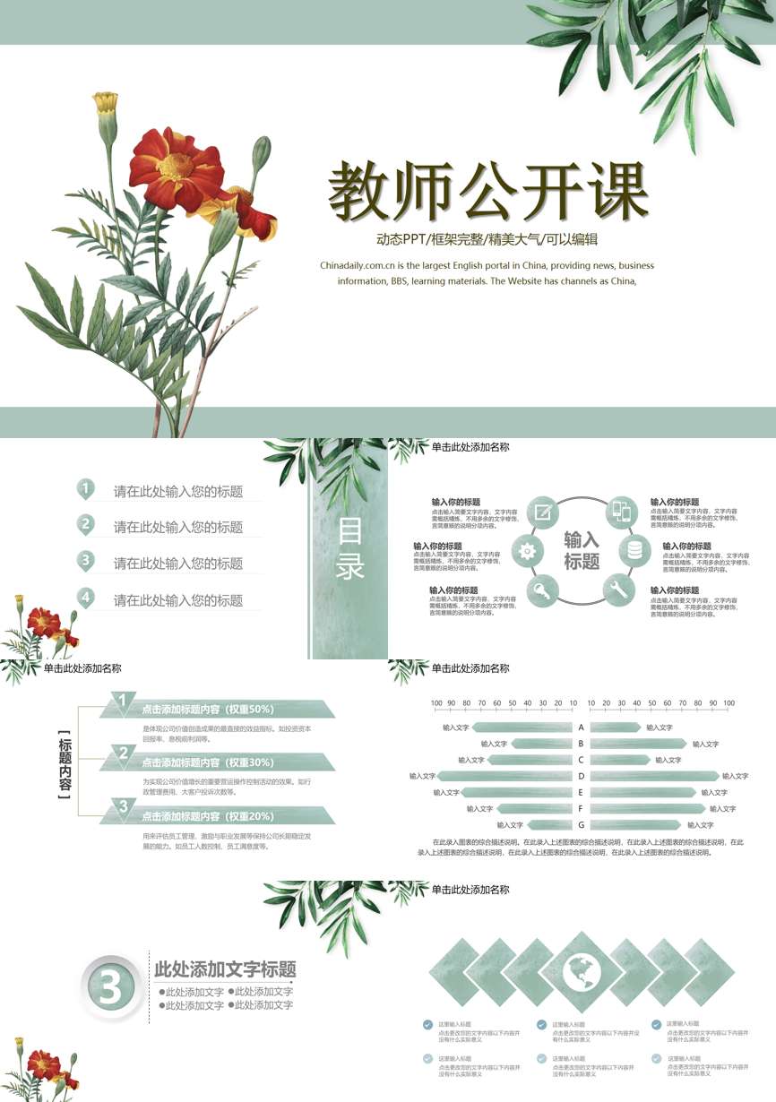 教育说课(550)教学课件PPT模板
