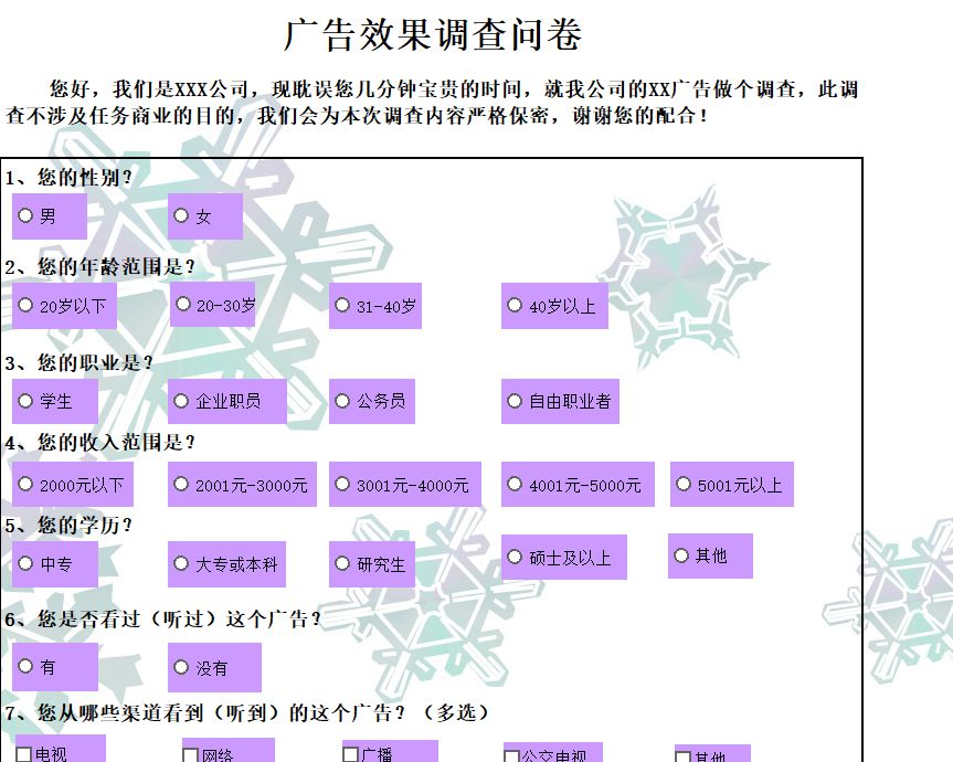 广告效果调查结果与分析产品销售excel模板