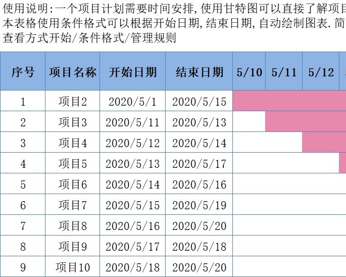 甘特图092甘特图excel模板