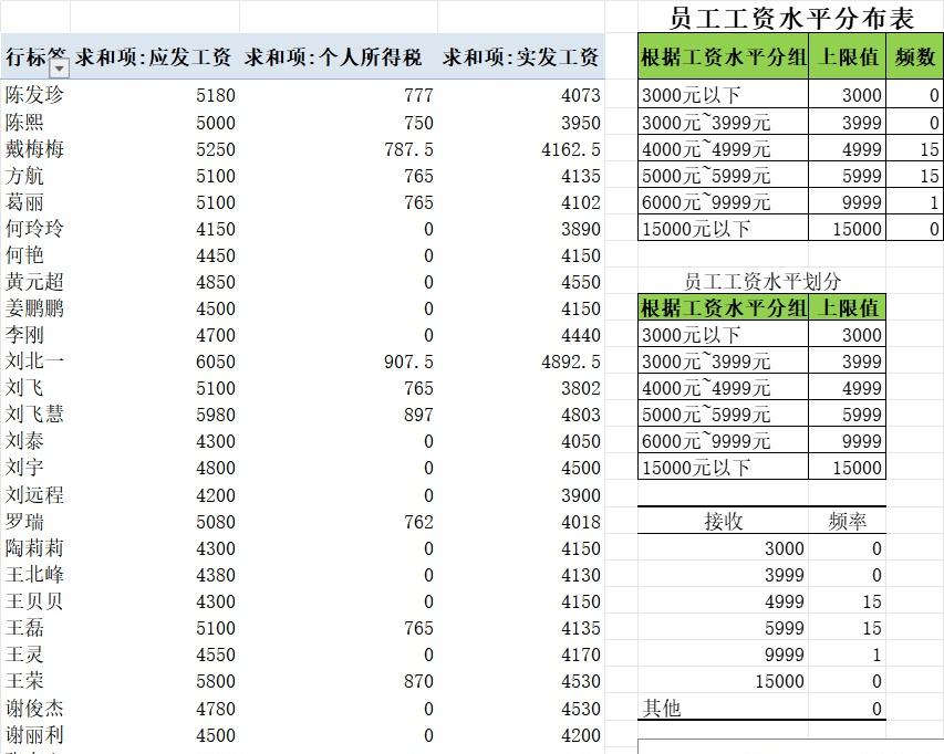 员工工资水平分布图行政人事excel模板