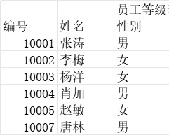 员工等级表行政人事excel模板