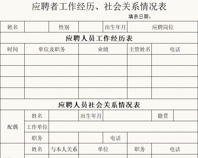 应聘者情况表行政人事excel模板